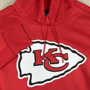 Nike Men's Large Kansas City Chiefs Red Fleece Lined Pullover Hoodie Sweatshirt